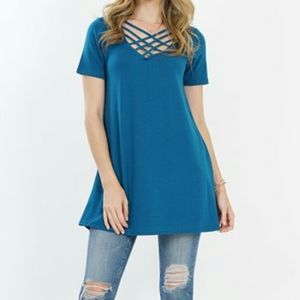 Lydiane Lattice Neckline Tunic Sz L